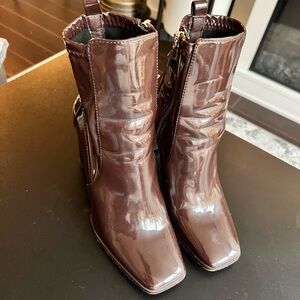 Aldo Shiny Brown Ankle Booties